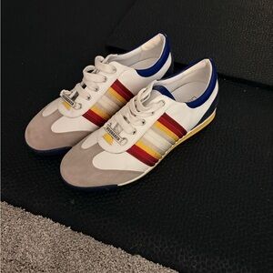 NEW DSQUARED2 White Sneakers with Red, Yellow, and Blue Accents